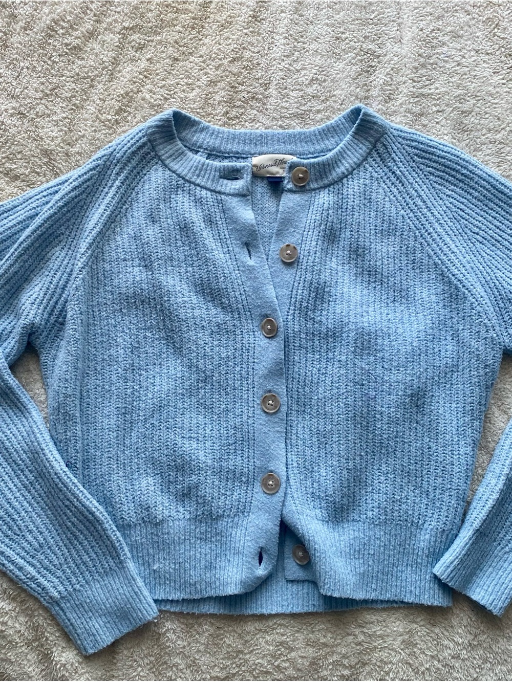Ultra Soft Baby Blue Women’s Button-Front Knit Sweater